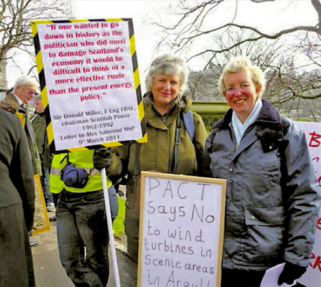 Christine Metcalfe and fellow wind farm campaigners.